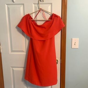 A Charles Henry off the shoulder coral dress size XS
